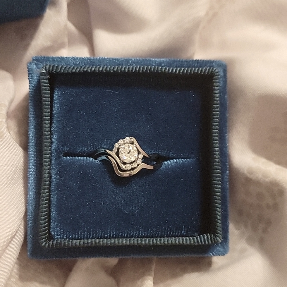 White gold minimalist engagement ring + wedding band
